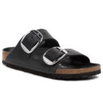 Γυναικεία Δερμάτινα Ανατομικά Σανδάλια Birkenstock Arizona Big Buckle 1011075 Μαύρα Narrow Fit