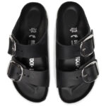 Γυναικεία Δερμάτινα Ανατομικά Σανδάλια Birkenstock Arizona Big Buckle 1011075 Μαύρα Narrow Fit