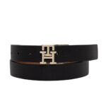 Γυναικεία Δερμάτινη Ζώνη Διπλής Όψης Tommy Hilfiger 3.0 AW0AW18691-BDS Μαύρη-Ταμπά