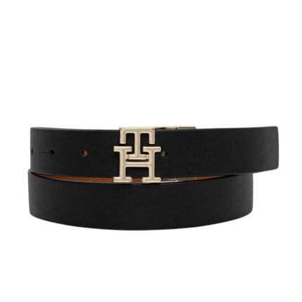 Γυναικεία Δερμάτινη Ζώνη Διπλής Όψης Tommy Hilfiger 3.0 AW0AW18691-BDS Μαύρη-Ταμπά