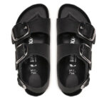 Γυναικεία Ανατομικά Δερμάτινα Σανδάλια Birkenstock Milano 1024953 Μαύρα Narrow Fit